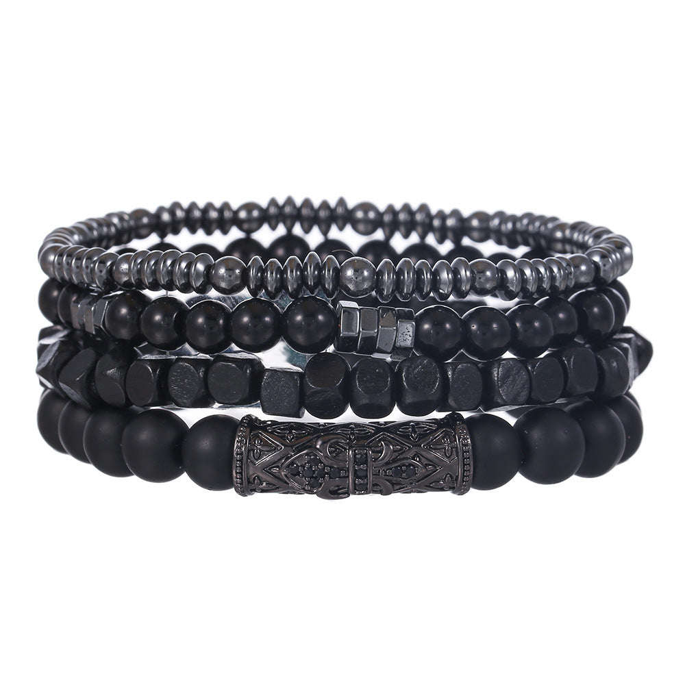 Wholesale black frosted wear copper with zirconium diamond ball flying saucer long bracelet set